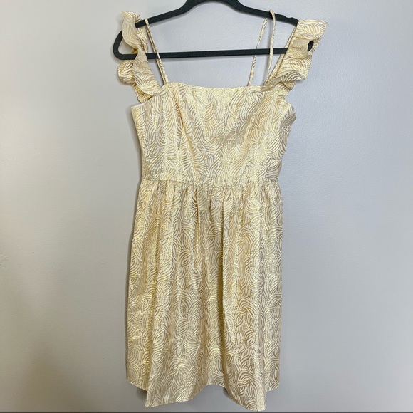 NWT Lilly Pulitzer Kariana Gold Silk Off-The-Shoulder Dress size 6 - Picture 7 of 13